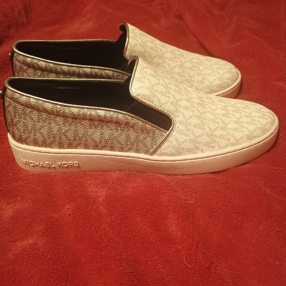 Michael Kors White/Silver Slip-On Loafers for Women - Picture 2 of 3